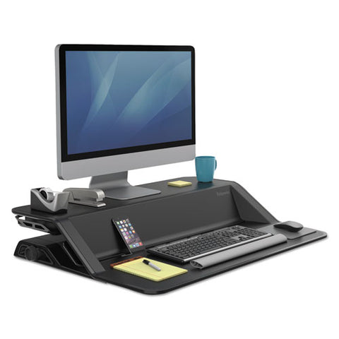 Image of Lotus Sit-stand Workstation, 32.75w X 24.25d X 5.5 To 22.5h, Black