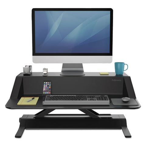 Image of Lotus Sit-stand Workstation, 32.75w X 24.25d X 5.5 To 22.5h, Black