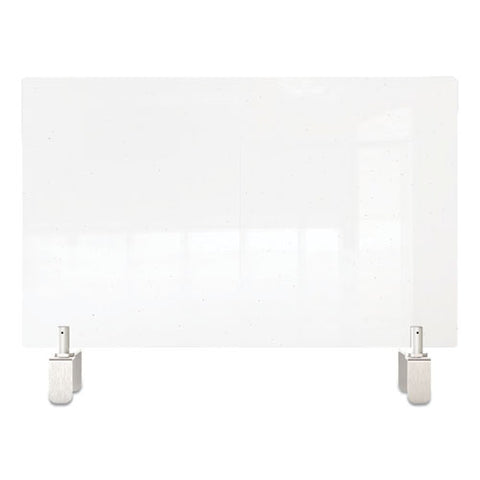 Image of Clear Partition Extender With Attached Clamp, 36 X 3.88 X 24, Thermoplastic Sheeting