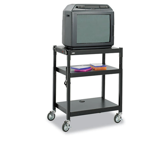 Image of Adjustable-height Steel Av Cart, 27.25w X 18.25d X 28.5 To 36.5h, Black