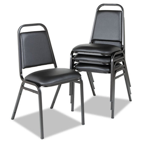 Image of Padded Steel Stacking Chair, Black Seat/black Back, Black Base, 4/carton