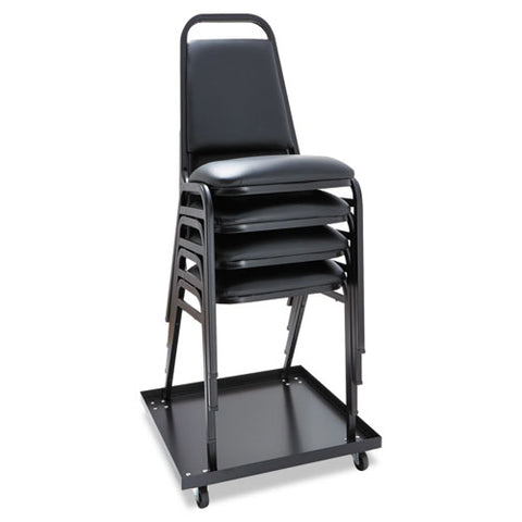 Image of Padded Steel Stacking Chair, Black Seat/black Back, Black Base, 4/carton