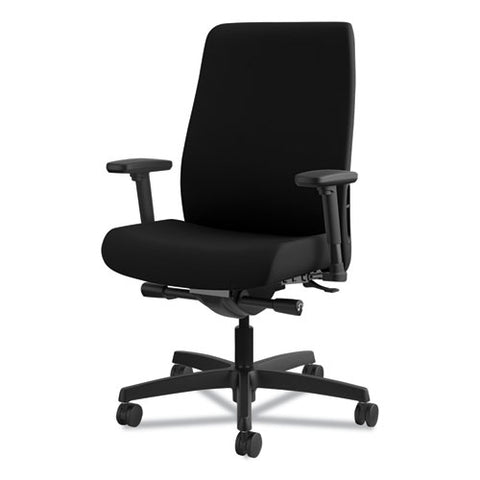 Image of Endorse Upholstered Mid-back Work Chair, Supports Up To 300 Lbs., Black Seat/black Back, Black Base