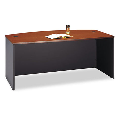 Image of Series C Collection 72w Bow Front Desk Shell, 71.13w X 36.13d X 29.88h, Natural Cherry