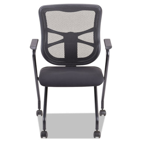 Image of Alera Elusion Mesh Nesting Chairs, Padded Arms, Black Seat/black Back, Black Base, 2/carton