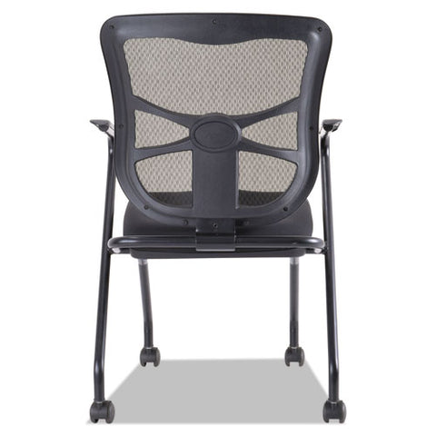 Image of Alera Elusion Mesh Nesting Chairs, Padded Arms, Black Seat/black Back, Black Base, 2/carton