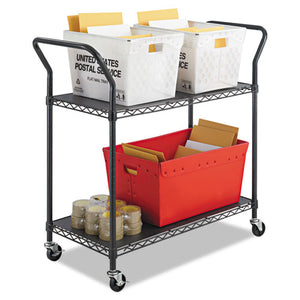 Wire Utility Cart, Three-shelf, 43.75w X 19.25d X 40.5h, Black