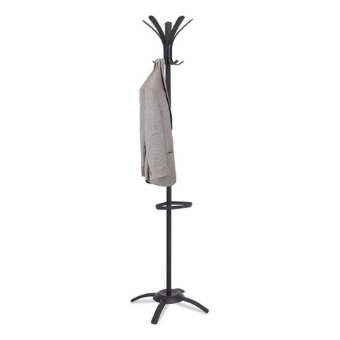 Image of Cleo Coat Stand, Stand Alone Rack, Ten Knobs, Steel/plastic, 19.75w X 19.75d X 68.9h, Black