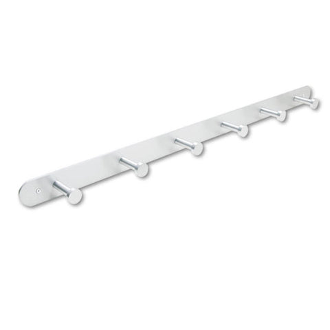 Image of Nail Head Wall Coat Rack, Six Hooks, Metal, 36w X 2.75d X 2h, Satin