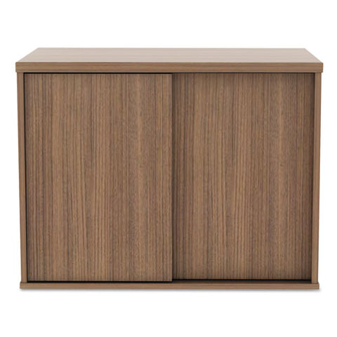 Image of Alera Open Office Low Storage Cabinet Credenza, 29 1/2 X 19 1/8x 22 7/8, Walnut