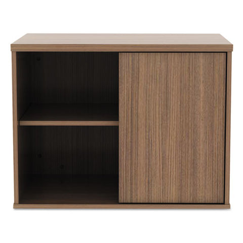 Image of Alera Open Office Low Storage Cabinet Credenza, 29 1/2 X 19 1/8x 22 7/8, Walnut