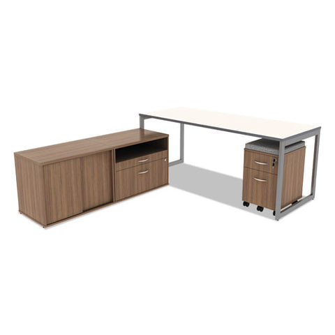 Image of Alera Open Office Low Storage Cabinet Credenza, 29 1/2 X 19 1/8x 22 7/8, Walnut