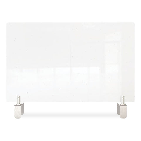 Image of Clear Partition Extender With Attached Clamp, 42 X 3.88 X 24, Thermoplastic Sheeting