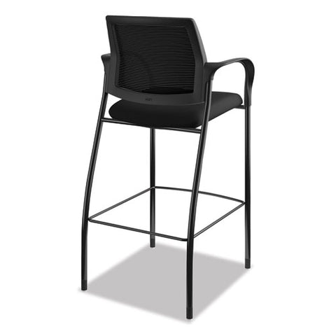 Image of Ignition 2.0 Ilira-stretch Mesh Back Cafe Height Stool, Supports Up To 300 Lbs., Black Seat/black Back, Black Base