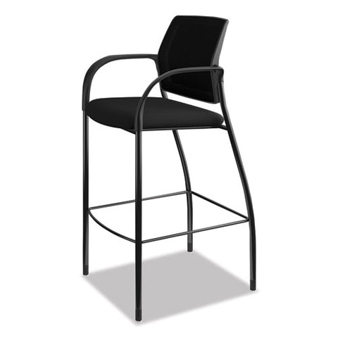 Image of Ignition 2.0 Ilira-stretch Mesh Back Cafe Height Stool, Supports Up To 300 Lbs., Black Seat/black Back, Black Base