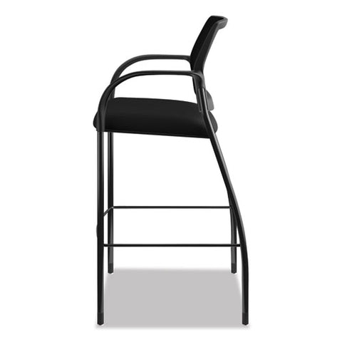 Image of Ignition 2.0 Ilira-stretch Mesh Back Cafe Height Stool, Supports Up To 300 Lbs., Black Seat/black Back, Black Base