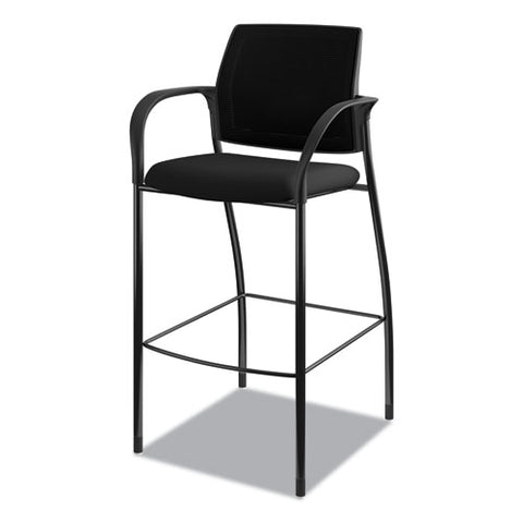 Image of Ignition 2.0 Ilira-stretch Mesh Back Cafe Height Stool, Supports Up To 300 Lbs., Black Seat/black Back, Black Base