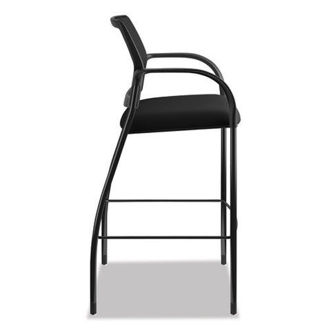 Image of Ignition 2.0 Ilira-stretch Mesh Back Cafe Height Stool, Supports Up To 300 Lbs., Black Seat/black Back, Black Base