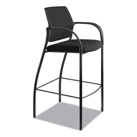 Image of Ignition 2.0 Ilira-stretch Mesh Back Cafe Height Stool, Supports Up To 300 Lbs., Black Seat/black Back, Black Base