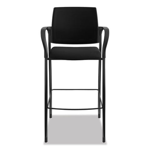 Image of Ignition 2.0 Ilira-stretch Mesh Back Cafe Height Stool, Supports Up To 300 Lbs., Black Seat/black Back, Black Base