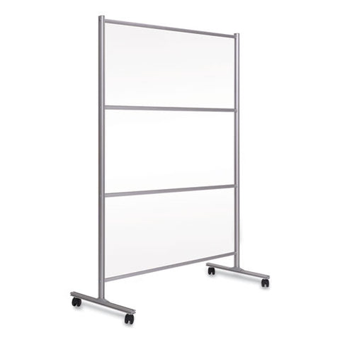 Image of Protector Series Mobile Glass Panel Divider, 80.3 X 22 X 50, Clear/aluminum