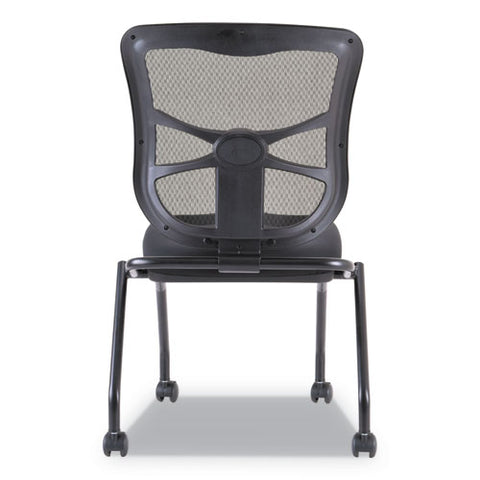 Image of Alera Elusion Mesh Nesting Chairs, Black Seat/black Back, Black Base, 2/carton