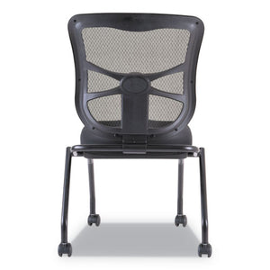 Alera Elusion Mesh Nesting Chairs, Black Seat/black Back, Black Base, 2/carton