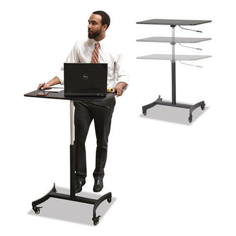 Image of High Rise Mobile Adjustable Sit-stand Workstation, 30.75w X 22d X 44h, Black