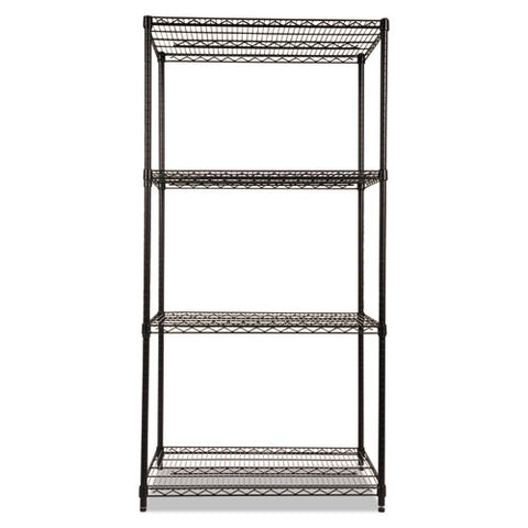 Image of Nsf Certified Industrial 4-shelf Wire Shelving Kit, 36w X 24d X 72h, Black