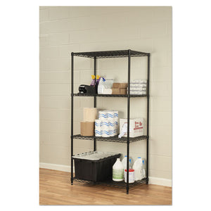 Nsf Certified Industrial 4-shelf Wire Shelving Kit, 36w X 24d X 72h, Black