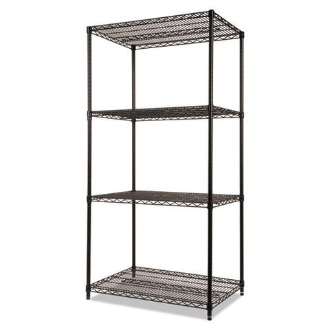 Image of Nsf Certified Industrial 4-shelf Wire Shelving Kit, 36w X 24d X 72h, Black