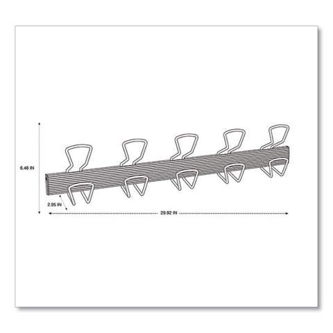 Image of Wall-mount Coat Hooks, Metal, Silver, 22 Lb, 29.92" X 2.95" X 6.45"