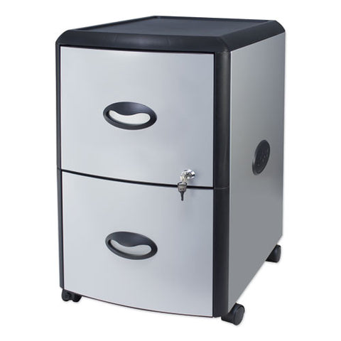 Image of Two-drawer Mobile Filing Cabinet, Metal Siding, 19w X 15d X 23h, Silver/black