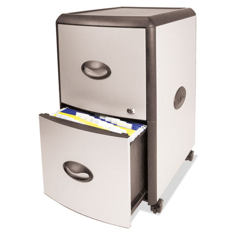 Image of Two-drawer Mobile Filing Cabinet, Metal Siding, 19w X 15d X 23h, Silver/black