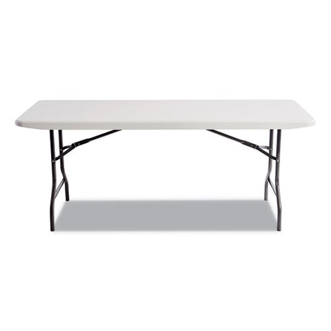 Image of Resin Rectangular Folding Table, Square Edge, 72w X 30d X 29h, Platinum