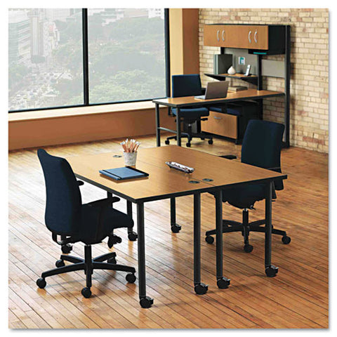 Image of Huddle Series Post Leg Base With Casters, 1-3/4w X 1-3/4d X 28-3/8h, Black