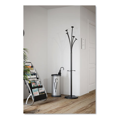 Image of Triangular Umbrella Stand, 10.25w X 10.25d X 23.67h, Silver Steel/black