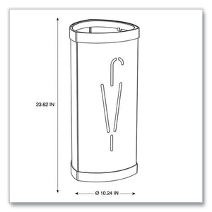 Triangular Umbrella Stand, 10.25w X 10.25d X 23.67h, Silver Steel/black