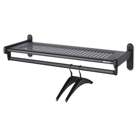 Image of Metal Wall Shelf Rack, Powder Coated Textured Steel, 48w X 14.5d X 6h, Black