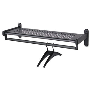 Metal Wall Shelf Rack, Powder Coated Textured Steel, 48w X 14.5d X 6h, Black