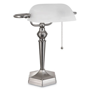 Banker's Lamp, Post Neck, 10"w X 13.38"d X 16"h, Brushed Nickel