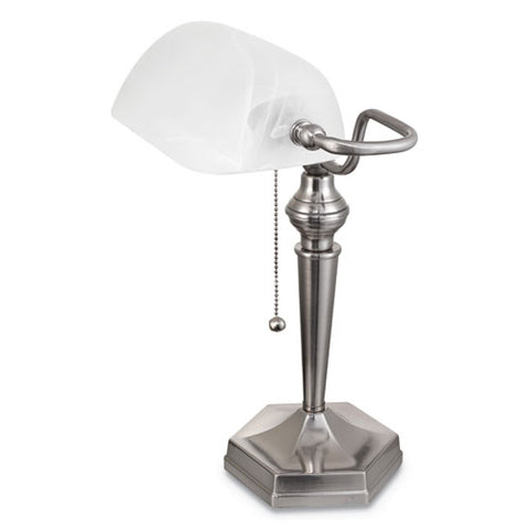 Image of Banker's Lamp, Post Neck, 10"w X 13.38"d X 16"h, Brushed Nickel