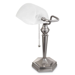 Banker's Lamp, Post Neck, 10"w X 13.38"d X 16"h, Brushed Nickel