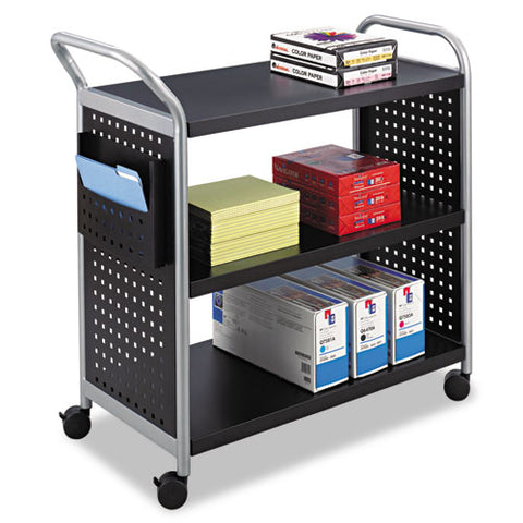 Image of Scoot Three-shelf Utility Cart, 31w X 18d X 38h, Black/silver