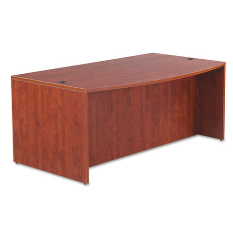 Image of Alera Valencia Bow Desk Shell, 71w X 35.5d To 41.38d X 29.63h, Medium Cherry