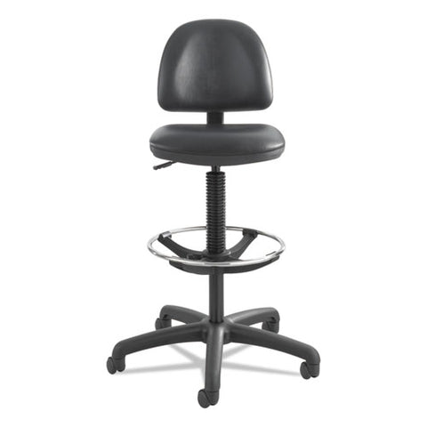 Image of Precision Extended-height Swivel Stool With Adjustable Footring, 33" Seat Height, Up To 250 Lbs., Black Seat/back, Black Base