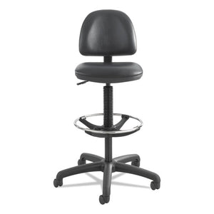 Precision Extended-height Swivel Stool With Adjustable Footring, 33" Seat Height, Up To 250 Lbs., Black Seat/back, Black Base