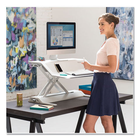 Image of Lotus Sit-stand Workstation, 32.75w X 24.25d X 5.5 To 22.5h, White