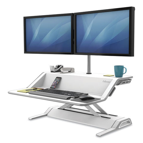 Image of Lotus Sit-stand Workstation, 32.75w X 24.25d X 5.5 To 22.5h, White