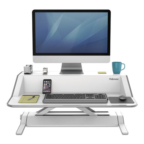 Image of Lotus Sit-stand Workstation, 32.75w X 24.25d X 5.5 To 22.5h, White